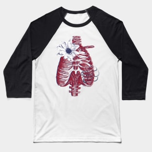 Abstract Collage Sunflower Ribcage And Octopus Baseball T-Shirt